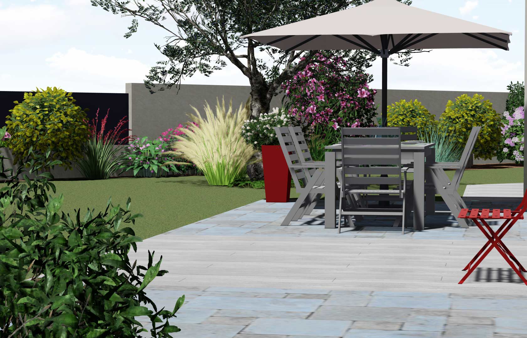 Serrault Jardins réalise votre terrasse en pavé, pierres naturelles ou encore en travertin.