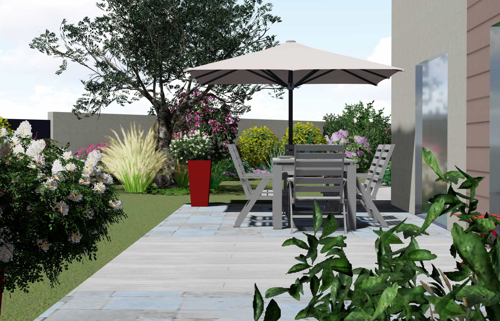 Serrault Jardins, paysagiste à la Ville aux Dames, vous propose de nombreuses solutions pour votre terrasse.